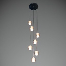Lampada a sospensione moderna G4 7 luci cromata in cristallo per scale