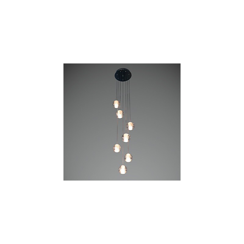 Lampada a sospensione moderna G4 7 luci cromata in cristallo per scale