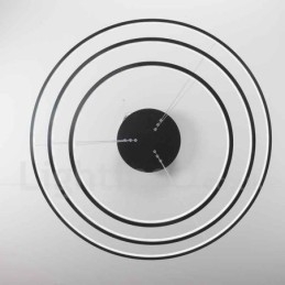 Lampada a sospensione LED dimmerabile con telecomando, tre anelli, nero/bianco