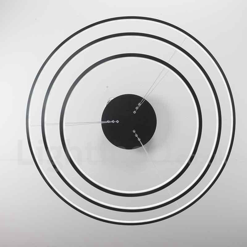 Lampada a sospensione LED dimmerabile con telecomando, tre anelli, nero/bianco