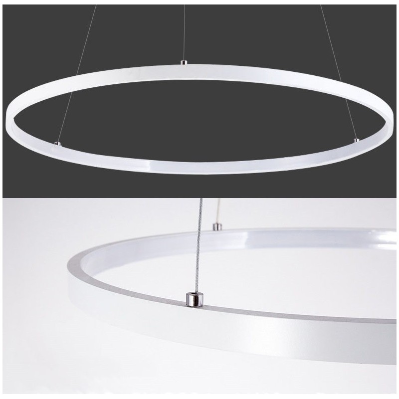Lampada a sospensione LED dimmerabile con telecomando, tre anelli, nero/bianco