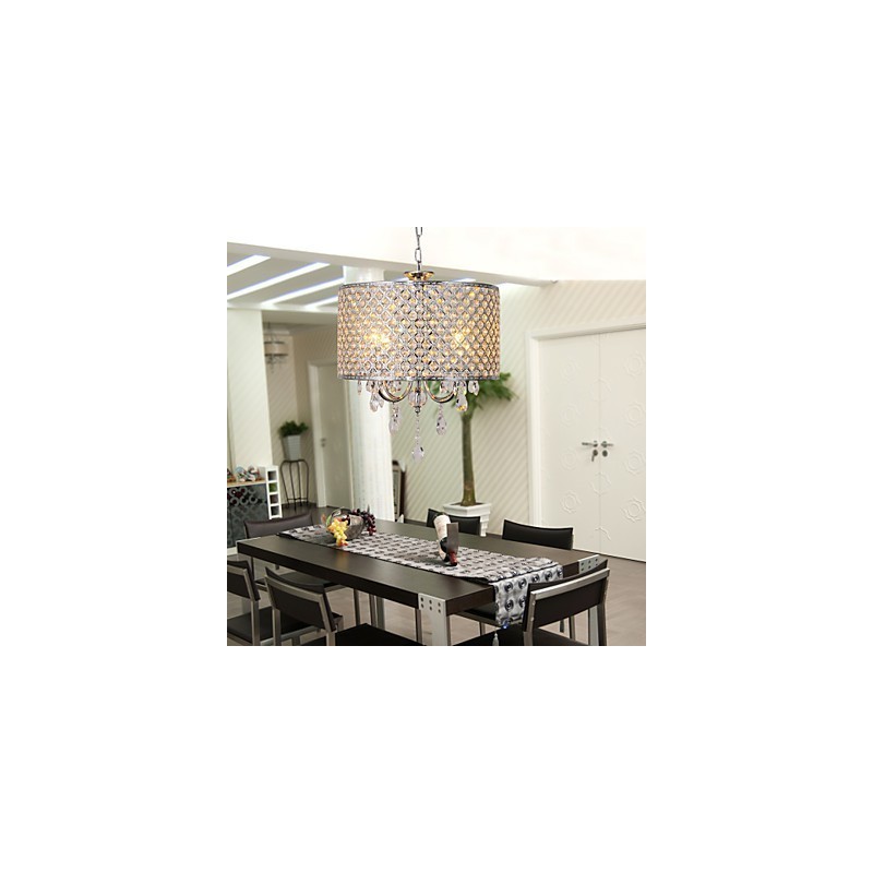 Lampadario moderno a tamburo in cristallo a 4 luci