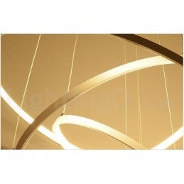 Lampada a sospensione LED dimmerabile con telecomando, tre anelli, nero/bianco