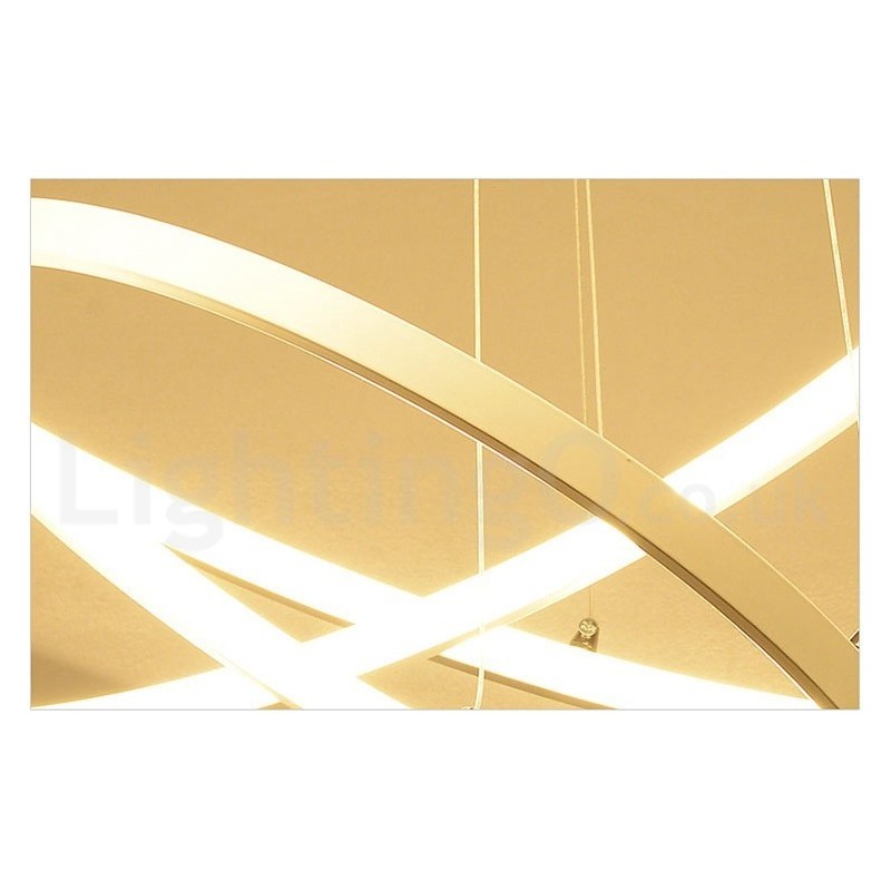 Lampada a sospensione LED dimmerabile con telecomando, tre anelli, nero/bianco