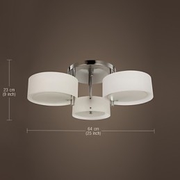 Lampadario moderno a filo Modern Living 3 luci cromato bianco