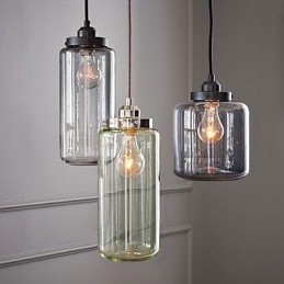 Lampada a sospensione vintage classica tradizionale in vetro trasparente, 3 luci E26/E27