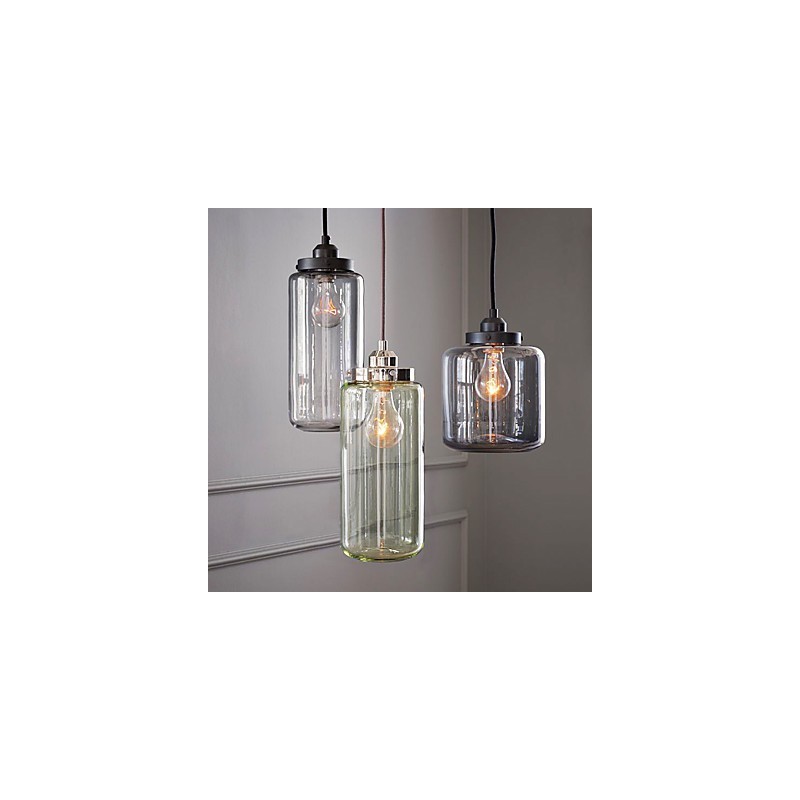 Lampada a sospensione vintage classica tradizionale in vetro trasparente, 3 luci E26/E27