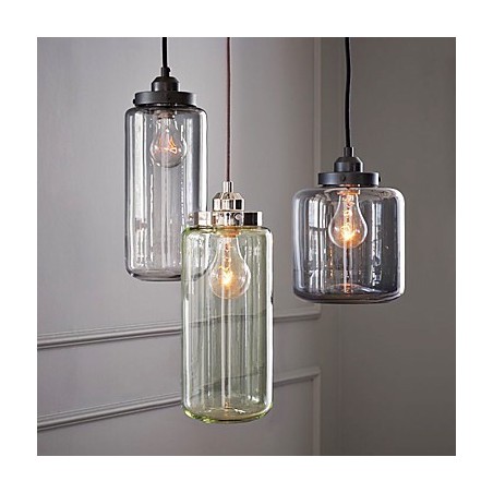 Lampada a sospensione vintage classica tradizionale in vetro trasparente, 3 luci E26/E27