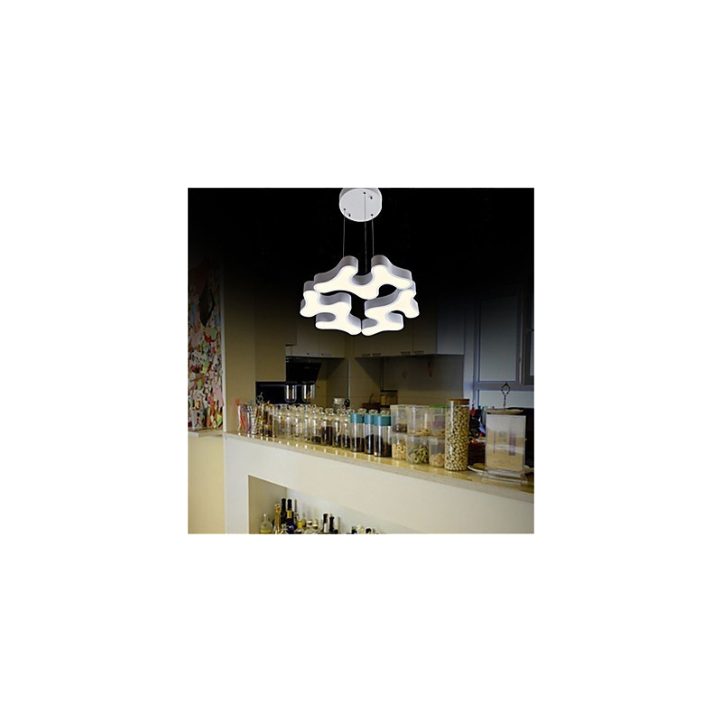 Lampada a sospensione moderna in metallo con diffusore in acrilico bianco, LED integrato