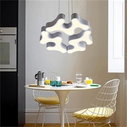 Lampada a sospensione moderna in metallo con diffusore in acrilico bianco, LED integrato
