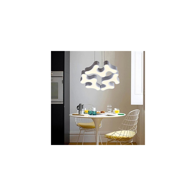Lampada a sospensione moderna in metallo con diffusore in acrilico bianco, LED integrato