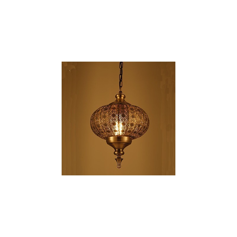 Lampadario a sospensione retrò in ferro traforato bronzo