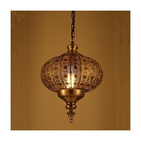 Lampadario a sospensione retrò in ferro traforato bronzo