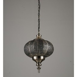 Lampadario a sospensione retrò in ferro traforato bronzo