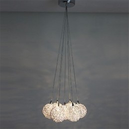 Lampada a sospensione LED moderna a 7 luci in alluminio argento