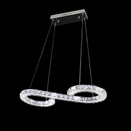 Lampada a sospensione LED 24W in metallo cromato e cristallo