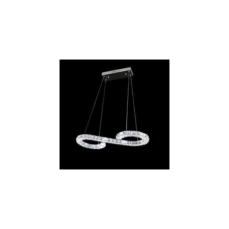 Lampada a sospensione LED 24W in metallo cromato e cristallo