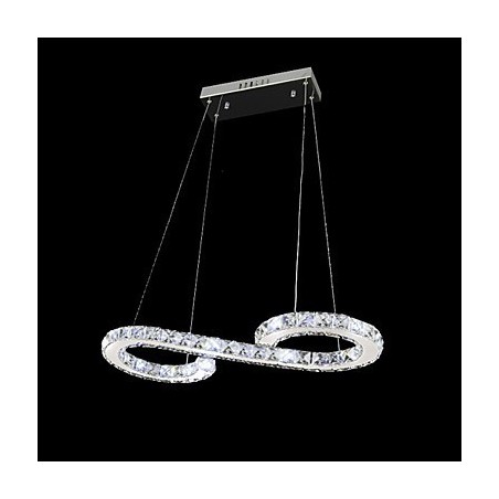 Lampada a sospensione LED 24W in metallo cromato e cristallo
