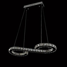 Lampada a sospensione LED 24W in metallo cromato e cristallo
