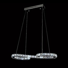 Lampada a sospensione LED 24W in metallo cromato e cristallo