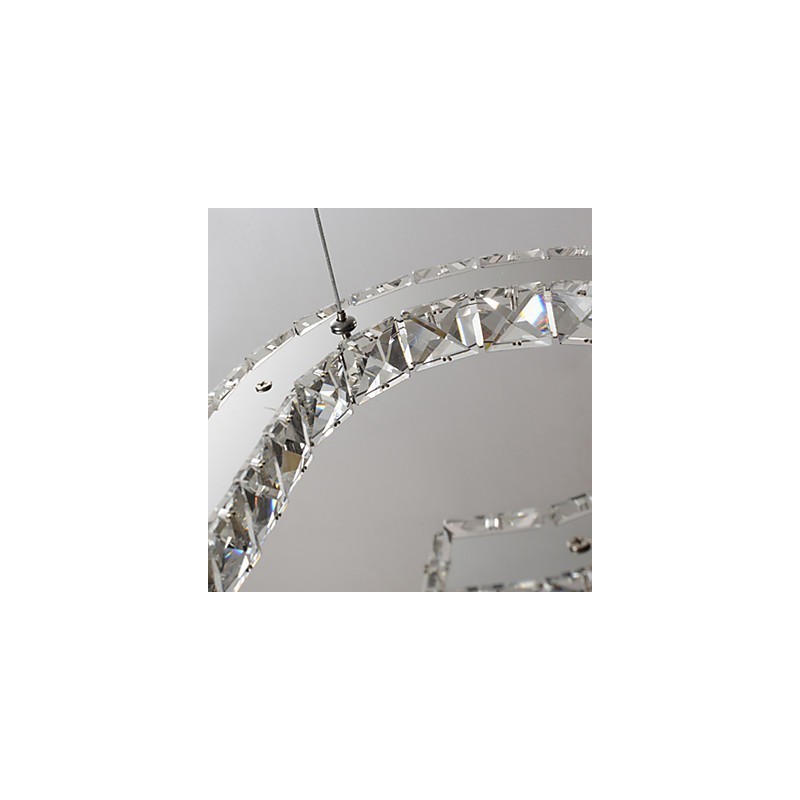Lampada a sospensione LED 24W in metallo cromato e cristallo
