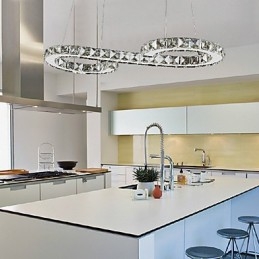 Lampada a sospensione LED 24W in metallo cromato e cristallo
