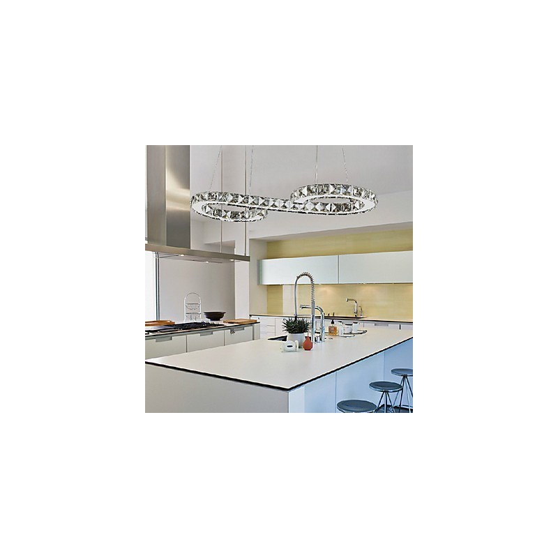 Lampada a sospensione LED 24W in metallo cromato e cristallo