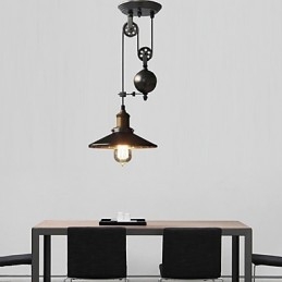 Lampada a sospensione rustica vintage country in metallo nero, 1 lampadina E26/E27, 23 cm
