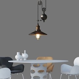 Lampada a sospensione rustica vintage country in metallo nero, 1 lampadina E26/E27, 23 cm
