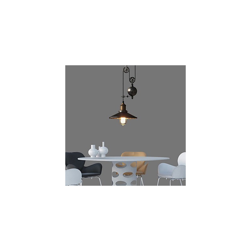 Lampada a sospensione rustica vintage country in metallo nero, 1 lampadina E26/E27, 23 cm