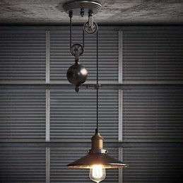 Lampada a sospensione rustica vintage country in metallo nero, 1 lampadina E26/E27, 23 cm