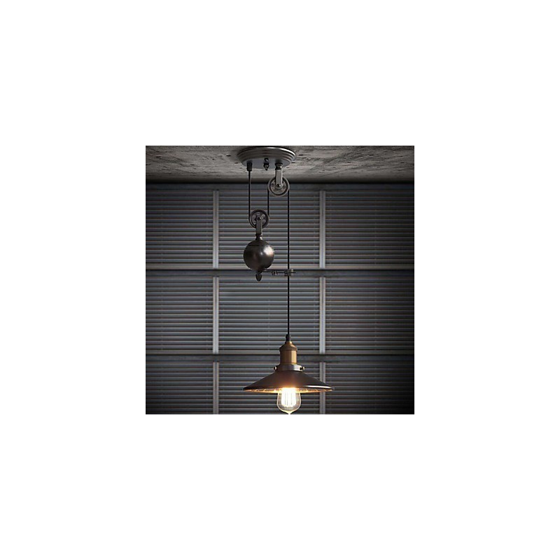 Lampada a sospensione rustica vintage country in metallo nero, 1 lampadina E26/E27, 23 cm