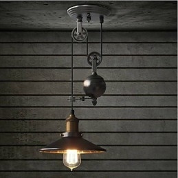 Lampada a sospensione rustica vintage country in metallo nero, 1 lampadina E26/E27, 23 cm