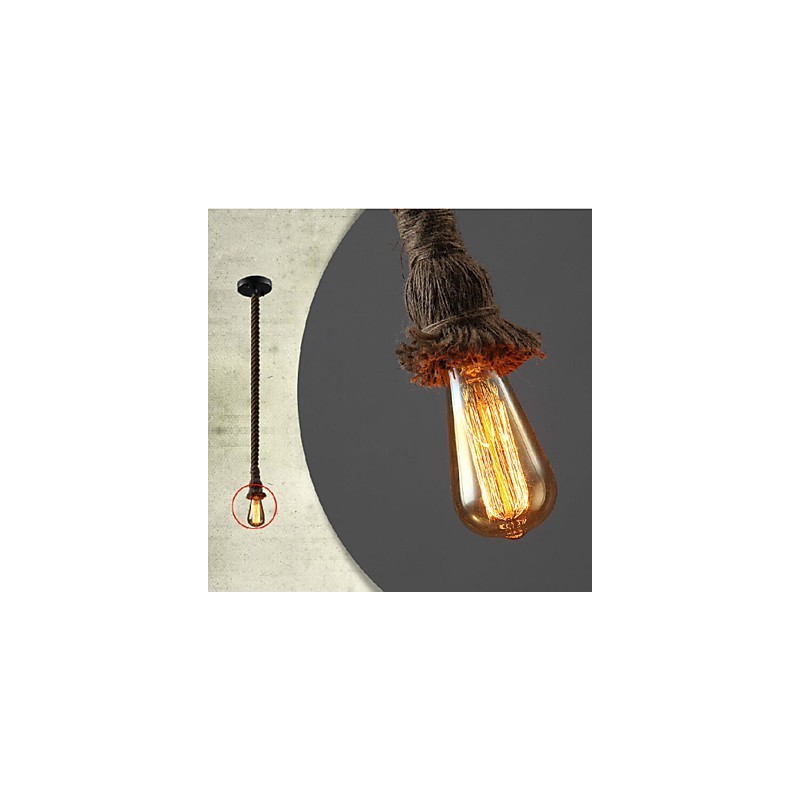 Lampada a sospensione in corda di canapa 1 luce fai da te