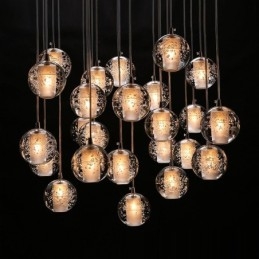 Lampada a sospensione a sfera in cristallo Meteorer Stage di Creative Engineering
