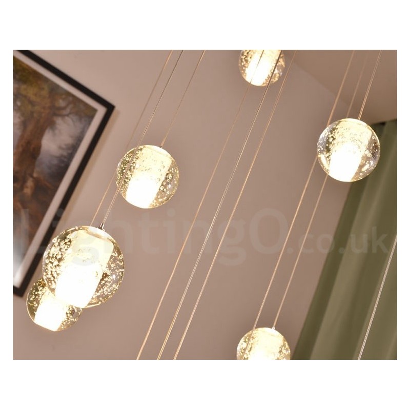 Lampada a sospensione a sfera in cristallo Meteorer Stage di Creative Engineering