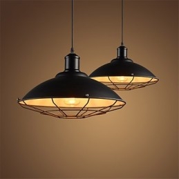 Lampadario a sospensione industriale retrò nero in metallo