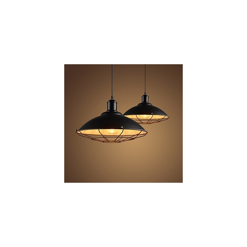 Lampadario a sospensione industriale retrò nero in metallo