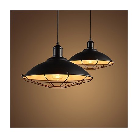 Lampadario a sospensione industriale retrò nero in metallo