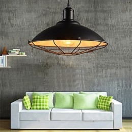 Lampadario a sospensione industriale retrò nero in metallo