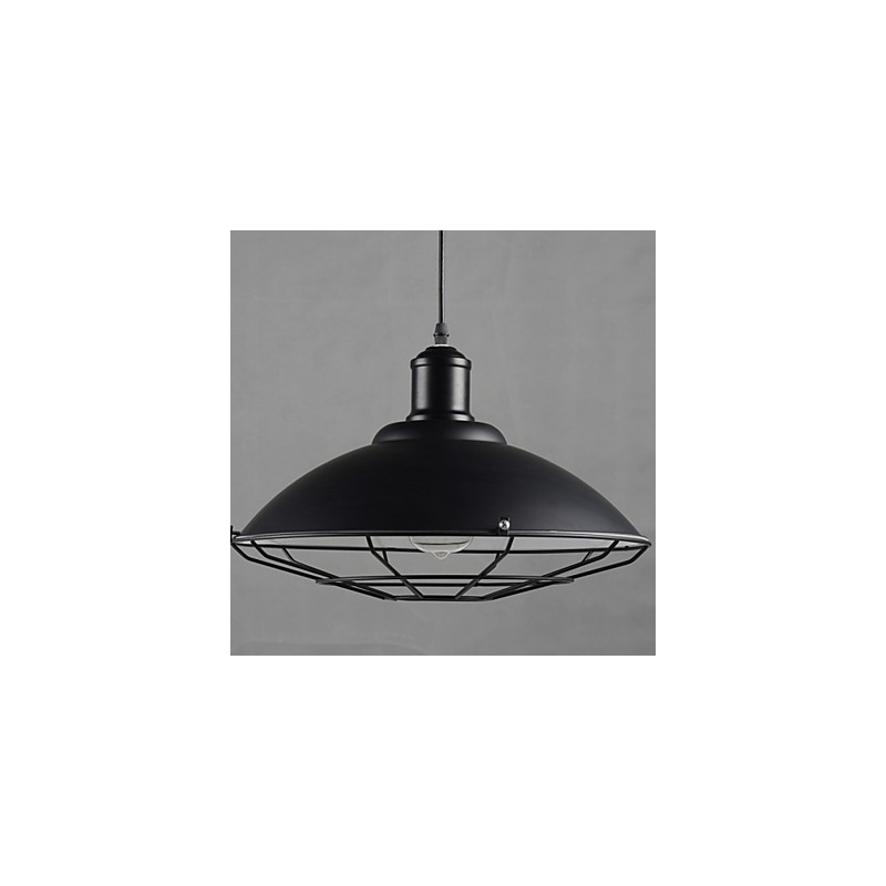 Lampadario a sospensione industriale retrò nero in metallo