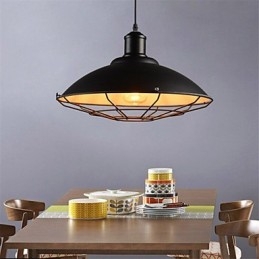 Lampadario a sospensione industriale retrò nero in metallo