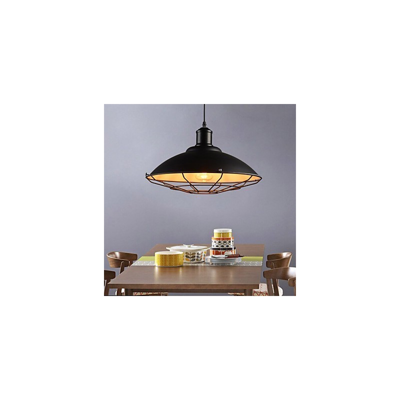 Lampadario a sospensione industriale retrò nero in metallo