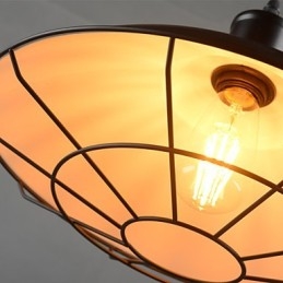Lampadario a sospensione industriale retrò nero in metallo