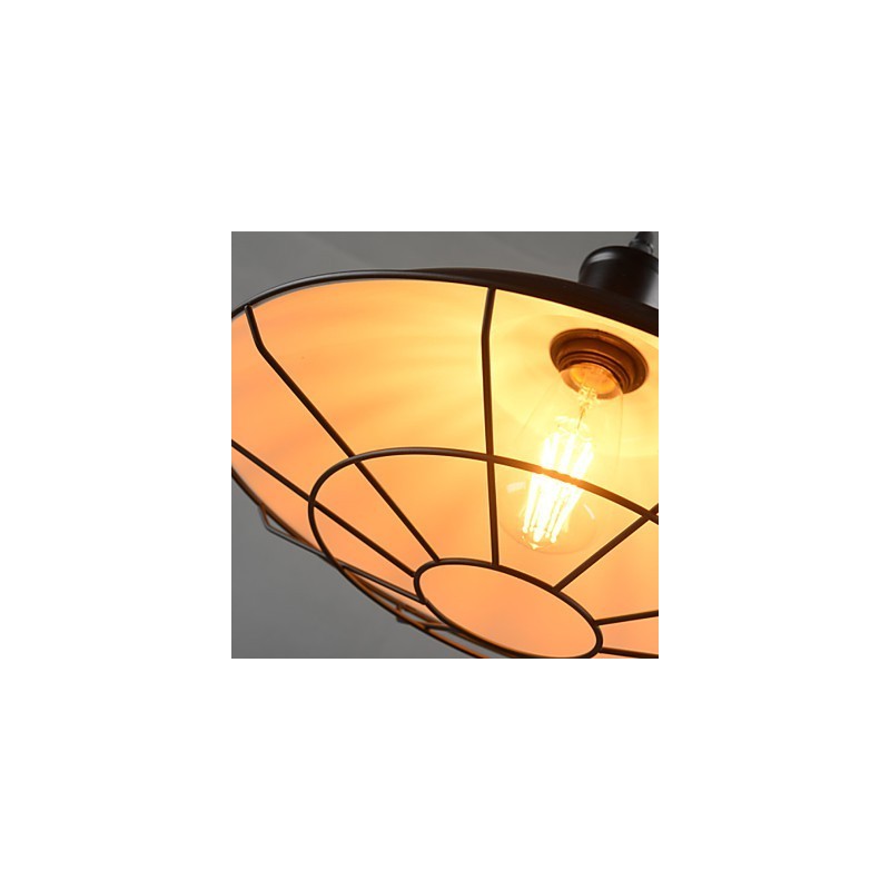 Lampadario a sospensione industriale retrò nero in metallo