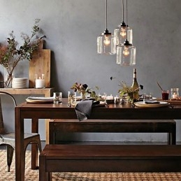 Lampada a sospensione vintage classica tradizionale in vetro trasparente, 3 luci E26/E27