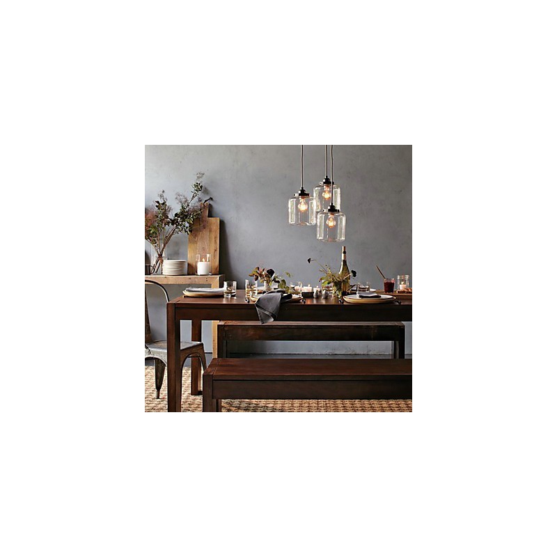 Lampada a sospensione vintage classica tradizionale in vetro trasparente, 3 luci E26/E27