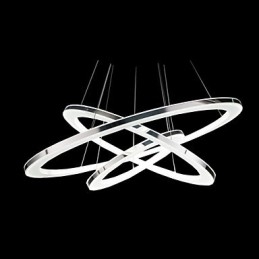 Lampada a sospensione moderna a 3 anelli in acrilico, LED integrato, argento