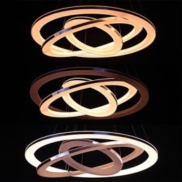Lampada a sospensione moderna a 3 anelli in acrilico, LED integrato, argento