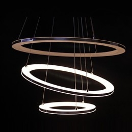 Lampada a sospensione moderna a 3 anelli in acrilico, LED integrato, argento
